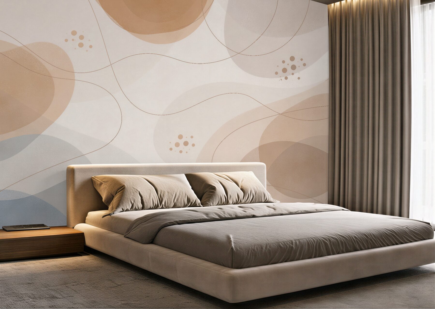 Fototapeten Beige Wellen und Kreise