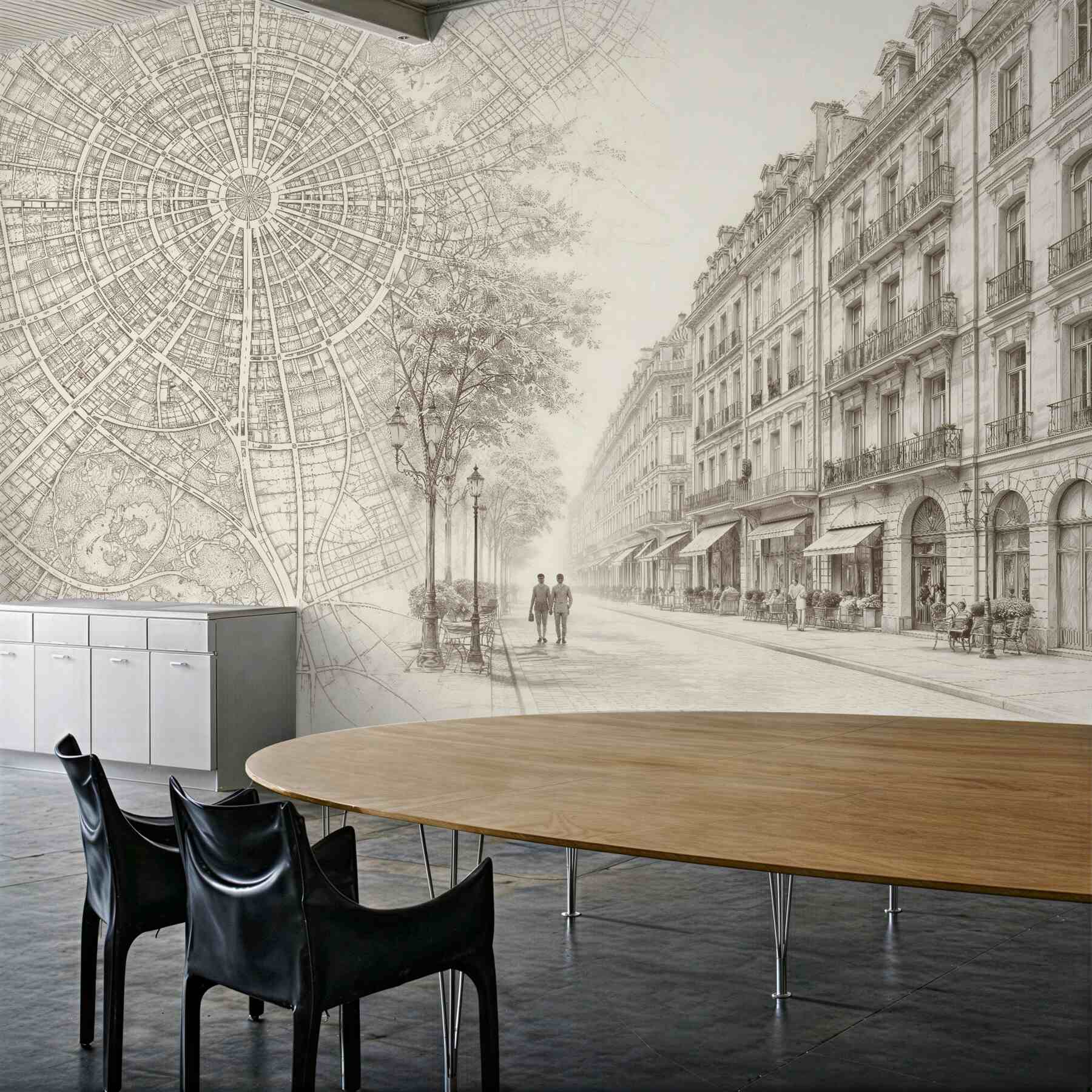 Fototapeten Elegante Straße und Stadtplan