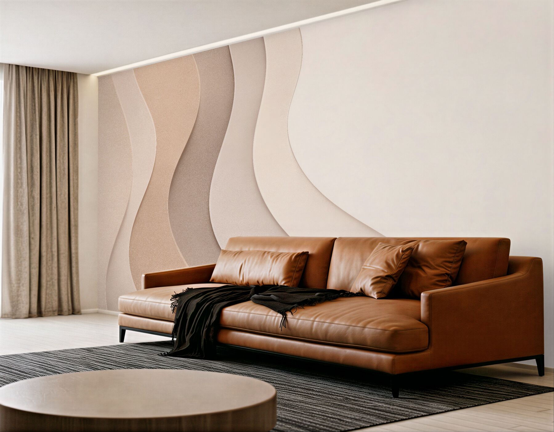 Fototapeten Beige wellenförmige 3D-Schichten
