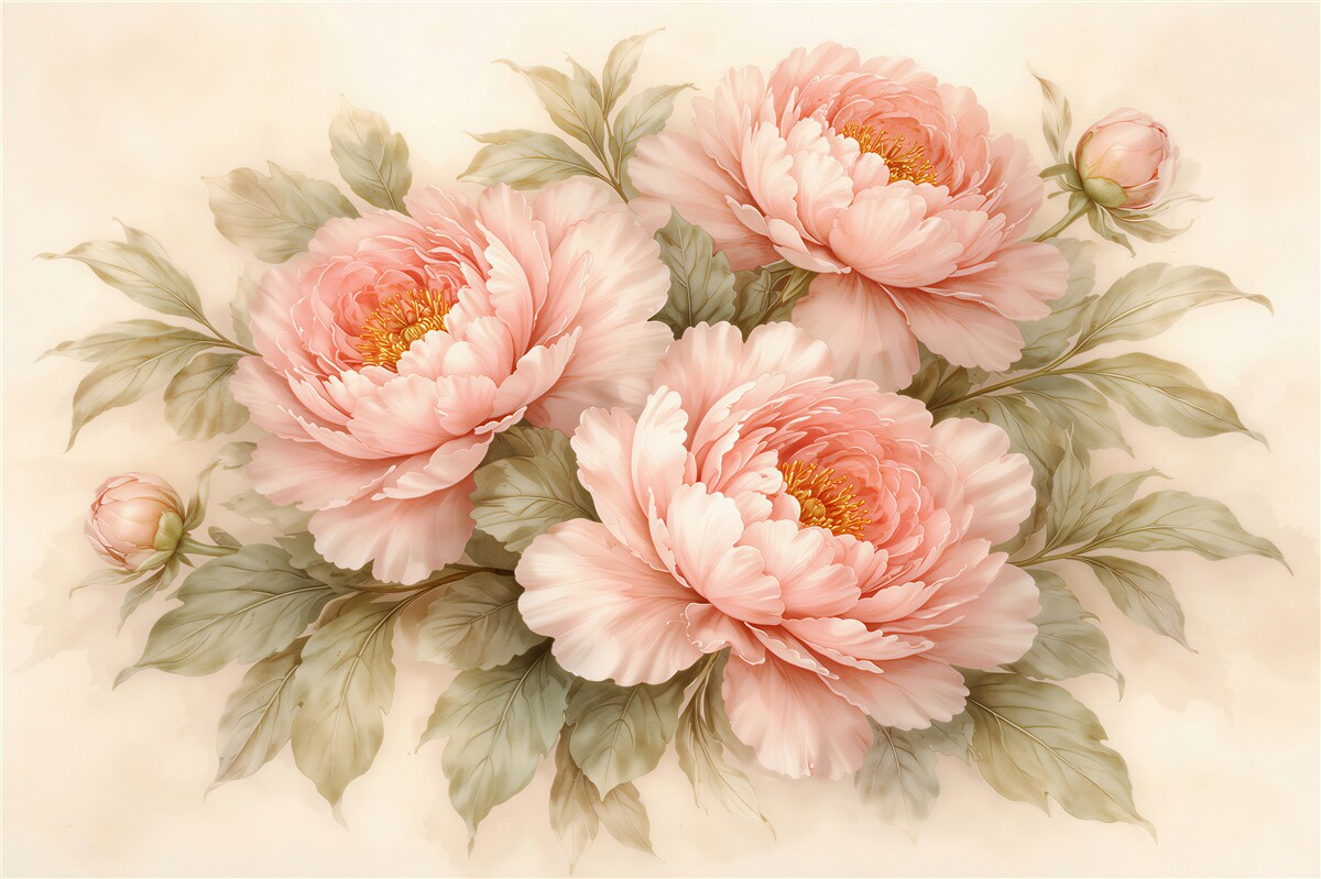 Fototapeten Pudrige Pfingstrosen in elegantem Bouquet