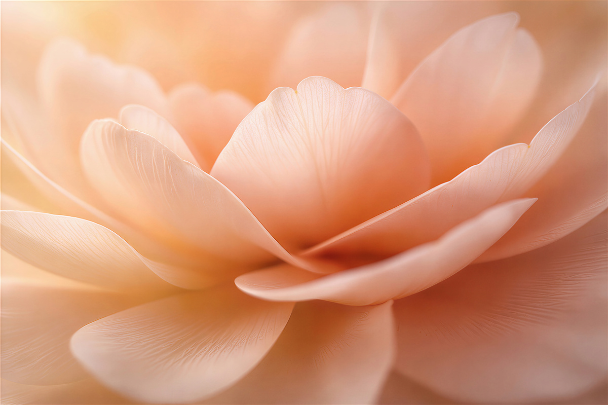 Fototapeten Pfirsichfarbene Blüte im Makro