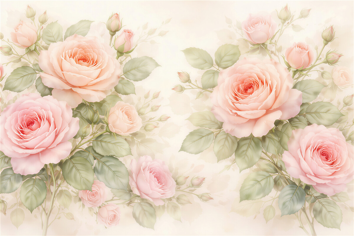 Fototapeten Zarte Rosen im Vintage-Stil
