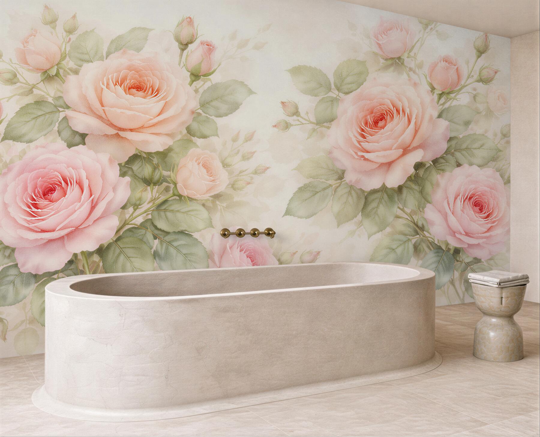 Fototapeten Zarte Rosen im Vintage-Stil