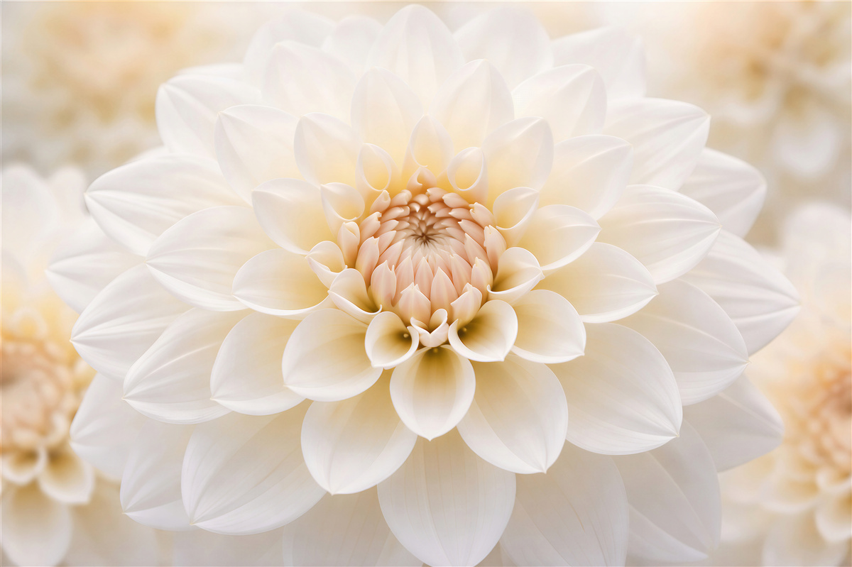 Fototapeten Cremefarbene Blüte in subtiler Nahaufnahme