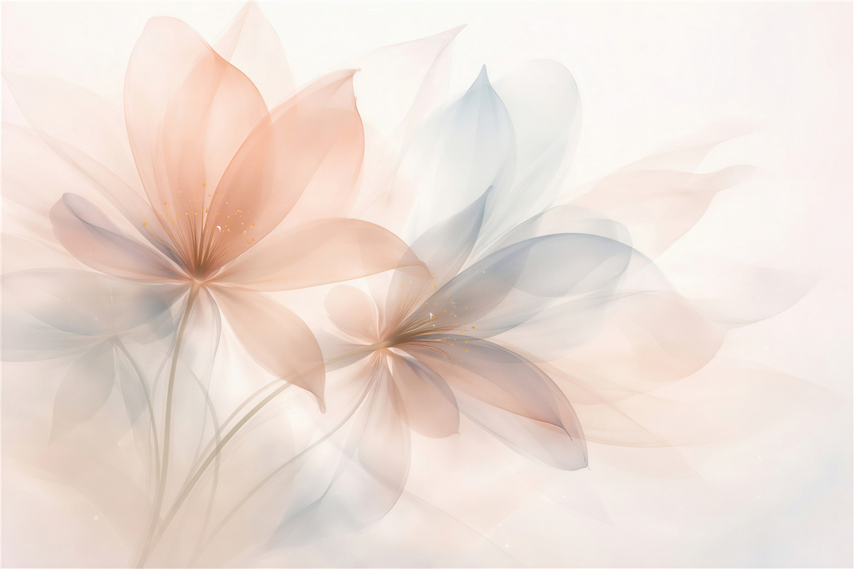 Fototapeten Ätherische Blumen in Pastelltönen