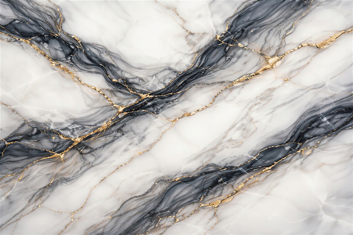 Fototapeten Marmor mit schwarzem Gold