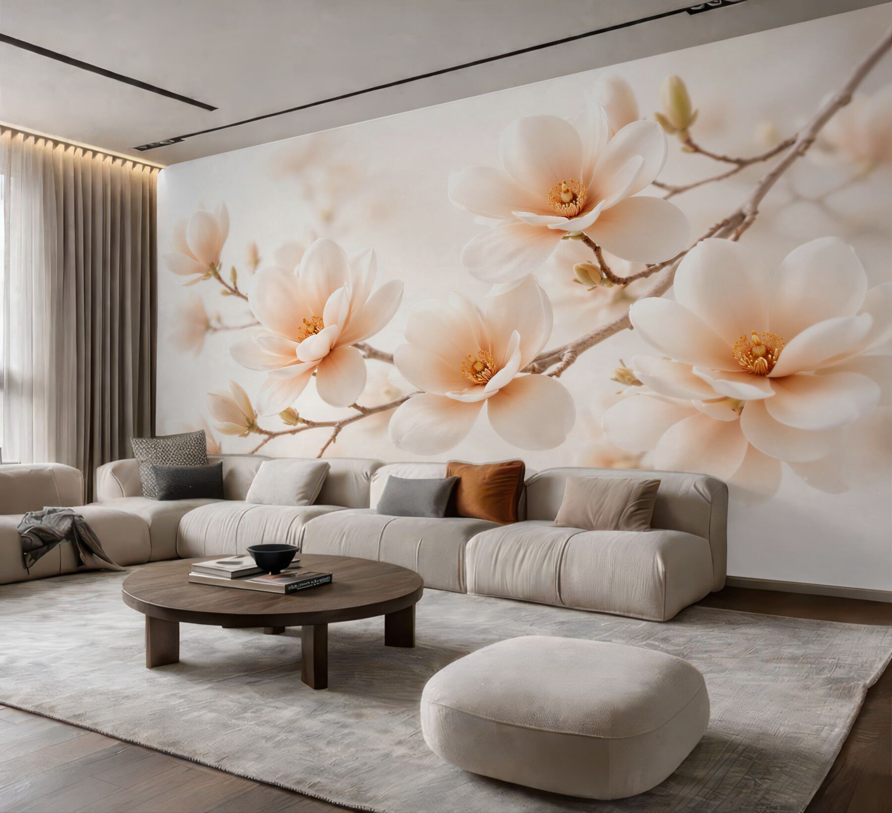 Fototapeten Zarte Magnolie in heller Blüte