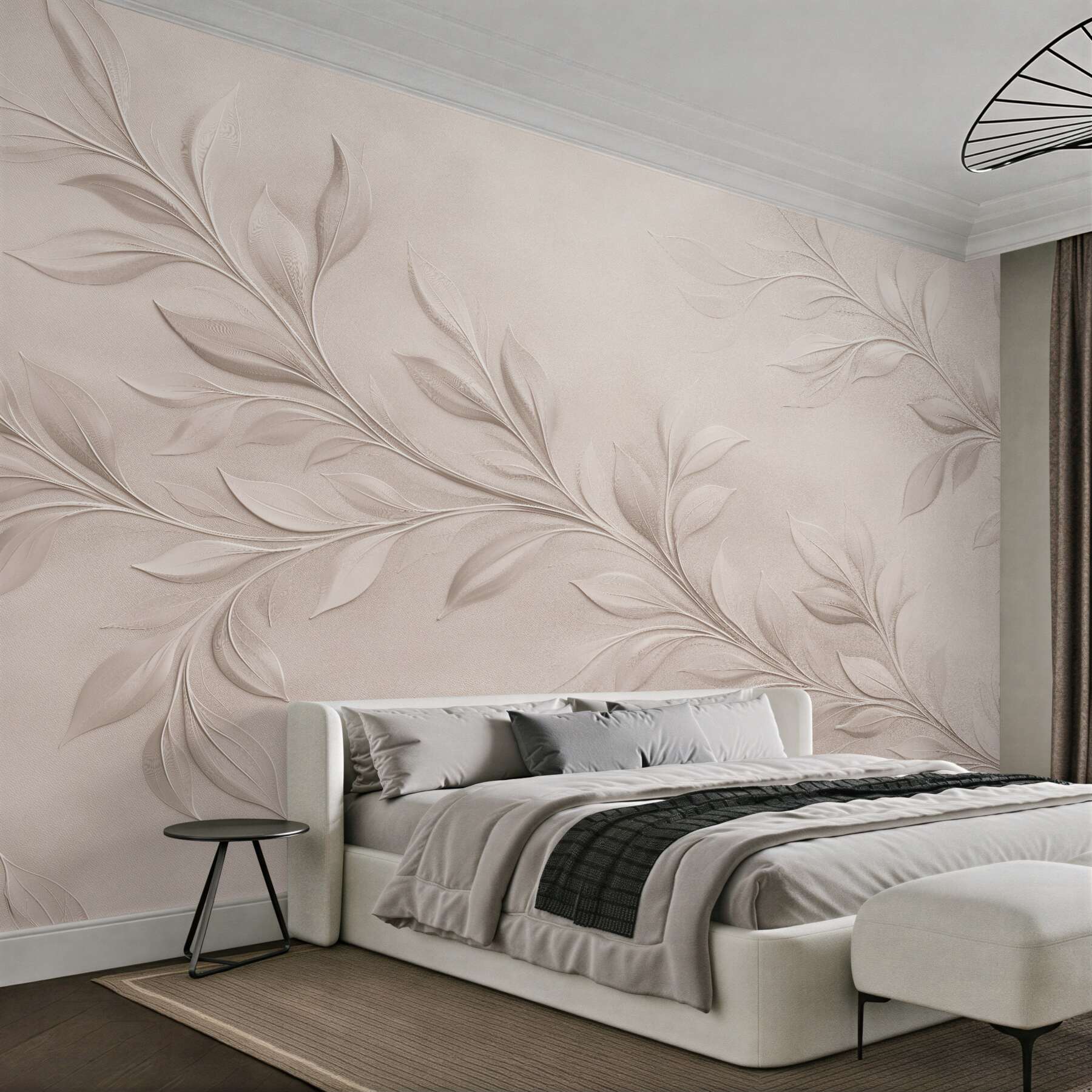 Fototapeten Beige Blätter im eleganten Relief