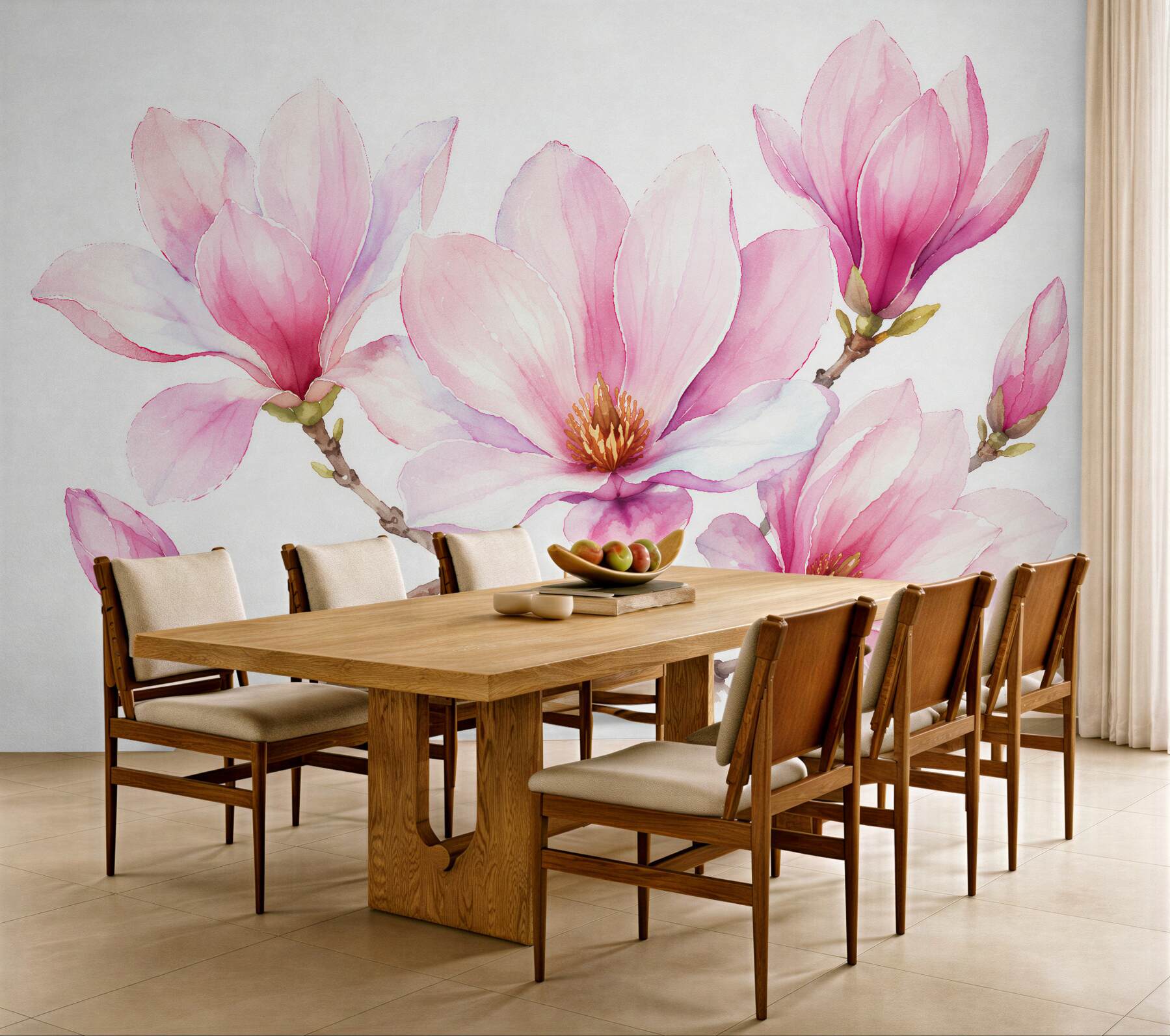 Fototapeten Rosa Aquarell-Magnolie