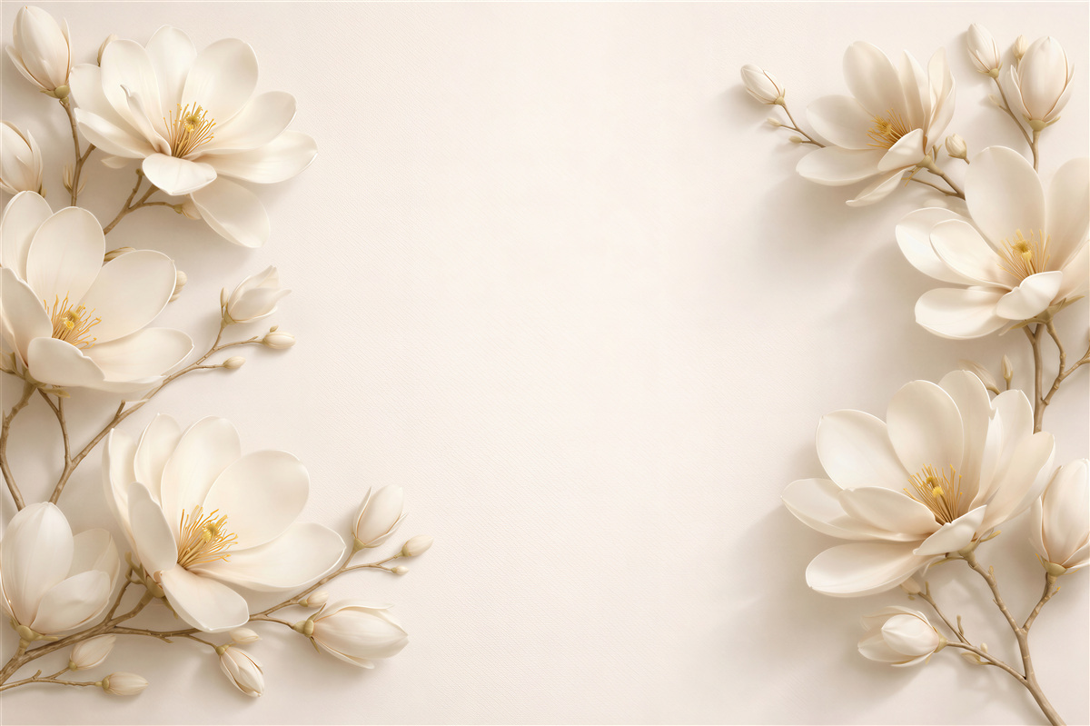 Fototapeten Helle Magnolien in elegantem Rahmen