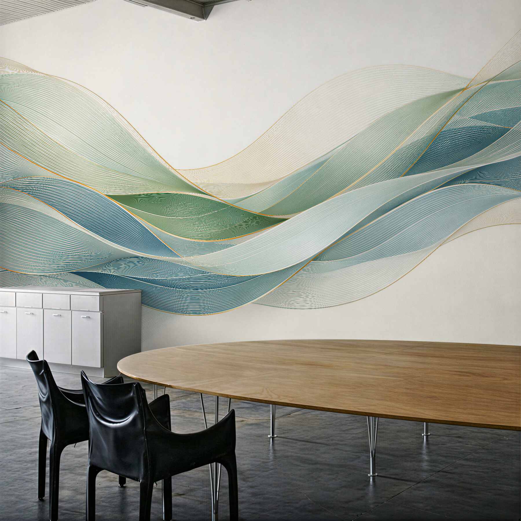 Fototapeten Wellenförmige Linien in Pastelltönen