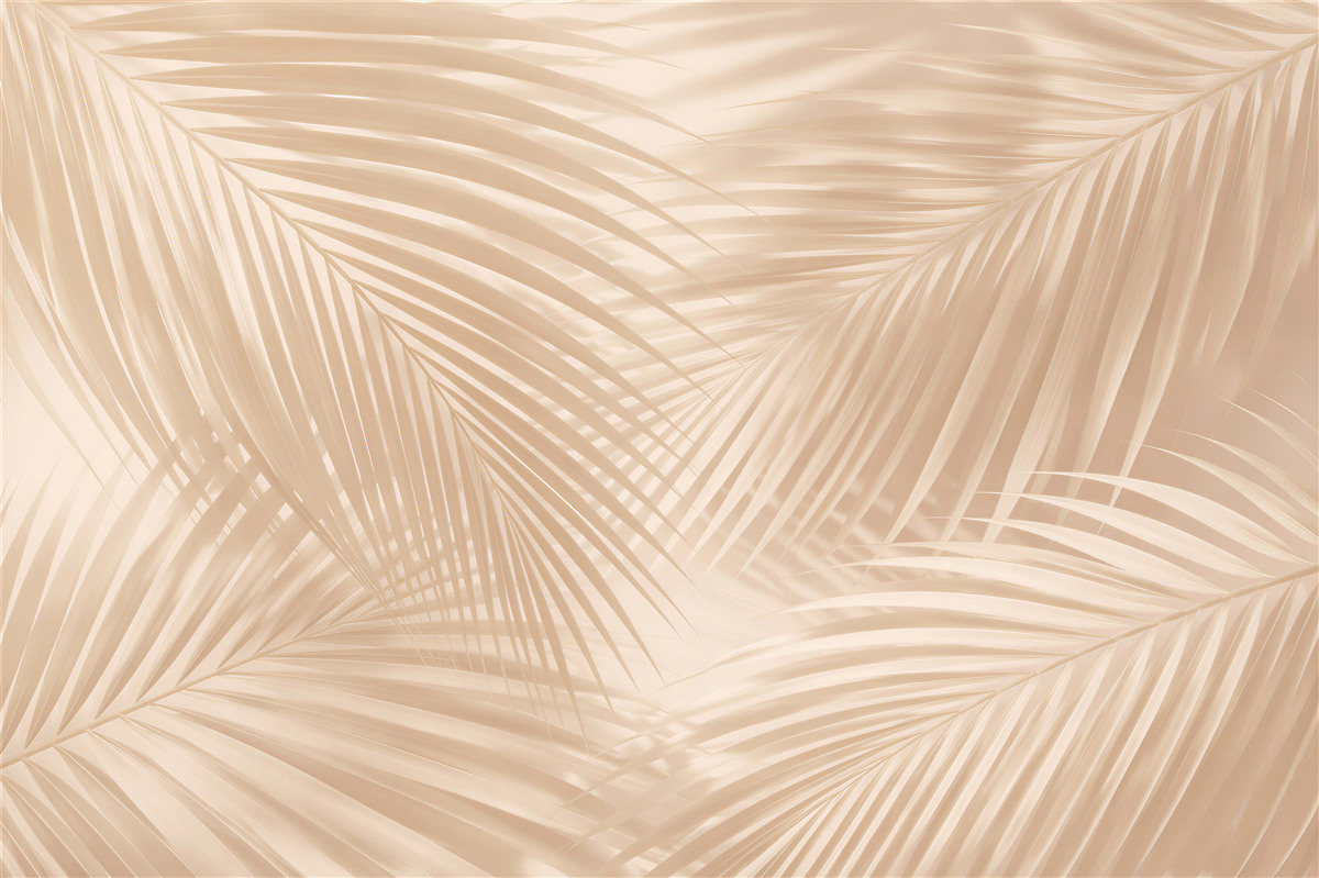 Fototapeten Beige Palmenblätter