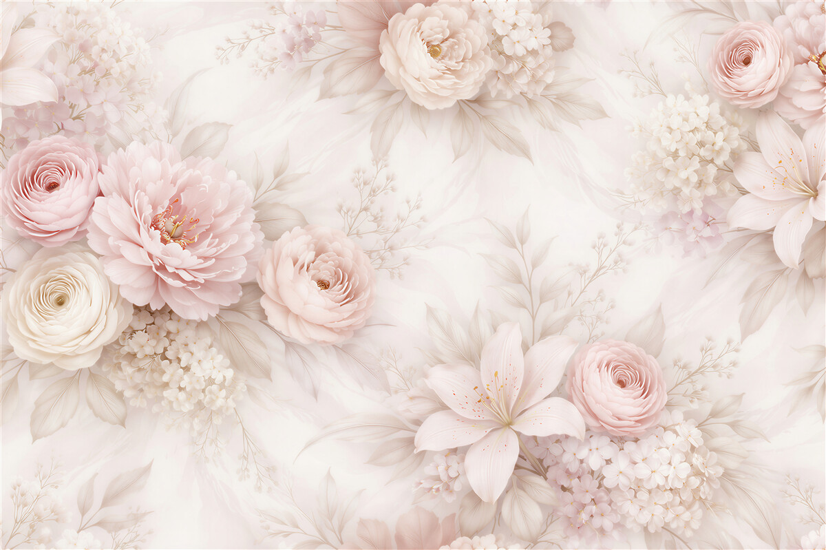 Fototapeten Puderfarbene Blumen der Eleganz