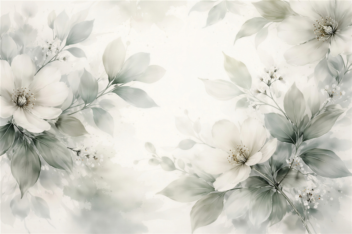 Fototapeten Zarte Aquarellblumen