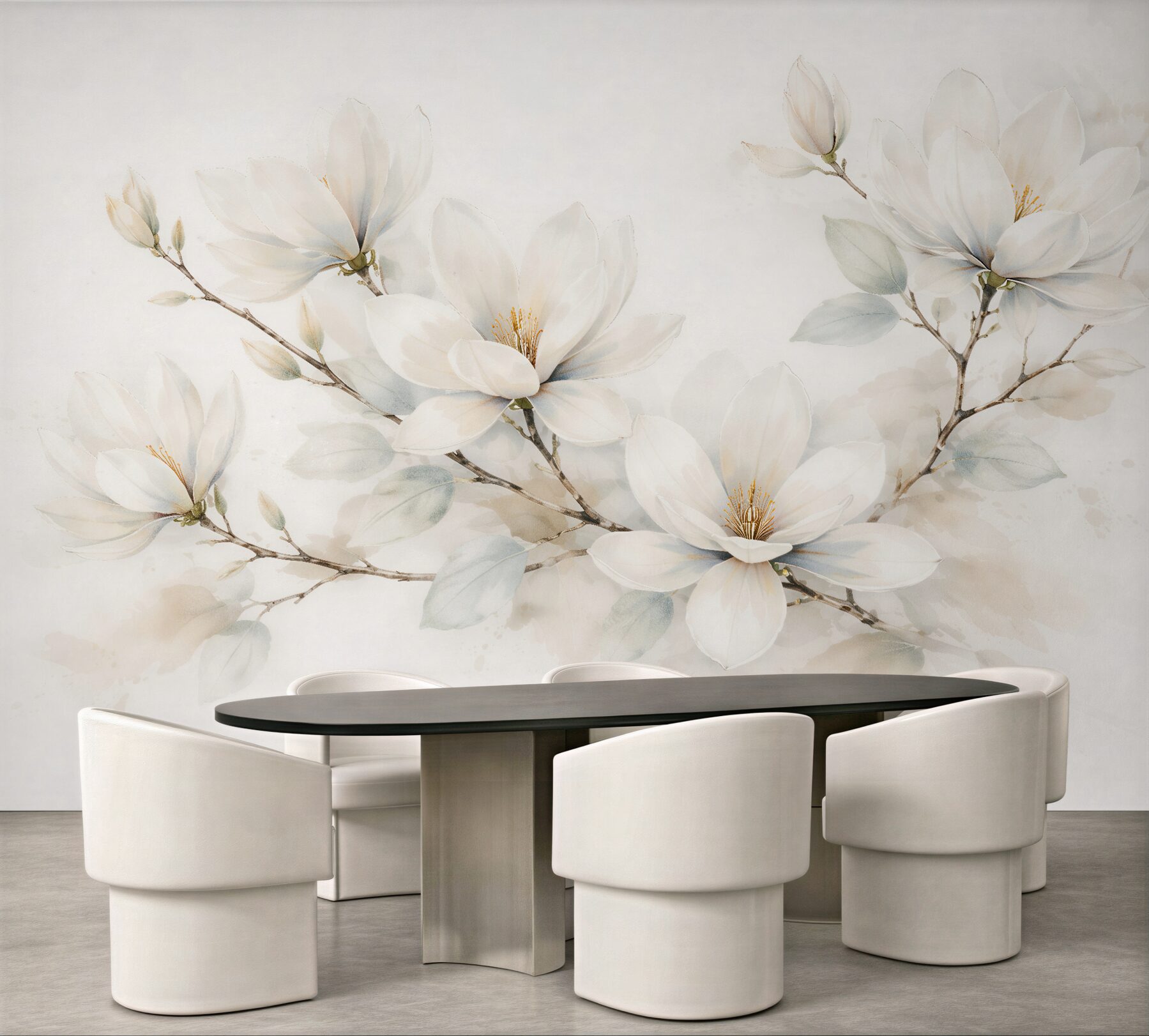 Fototapeten Zarte Magnolien in Aquarell