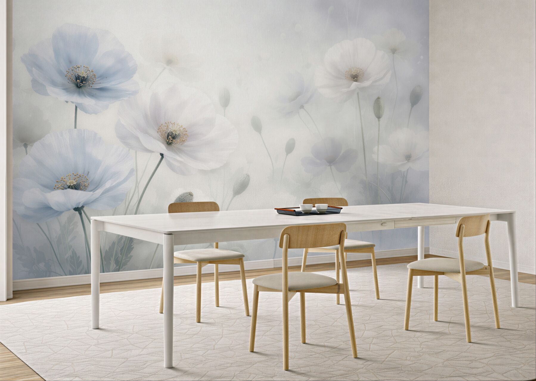 Fototapeten Ätherische weiße Mohnblumen