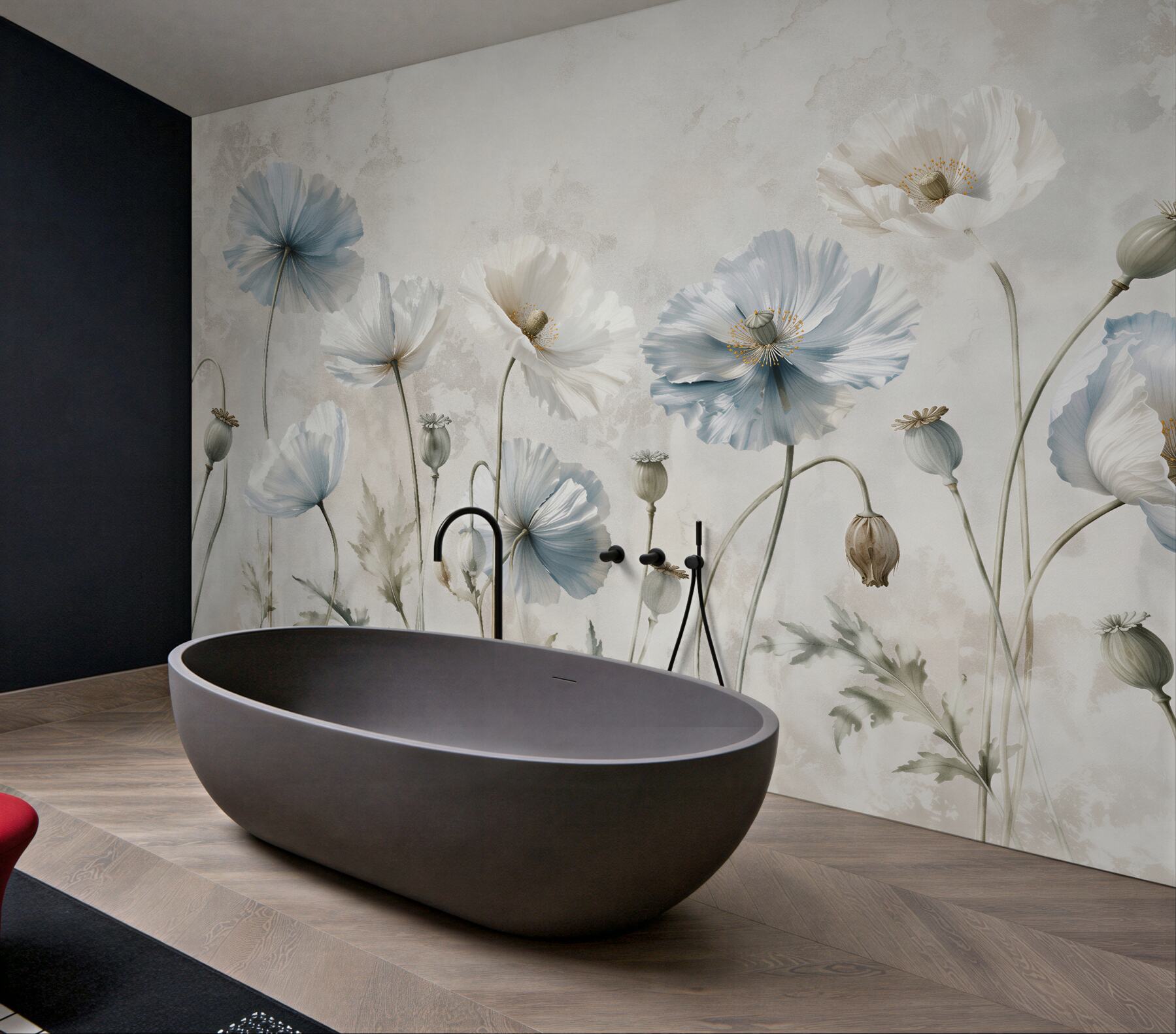 Fototapeten Subtile blaue Mohnblumen
