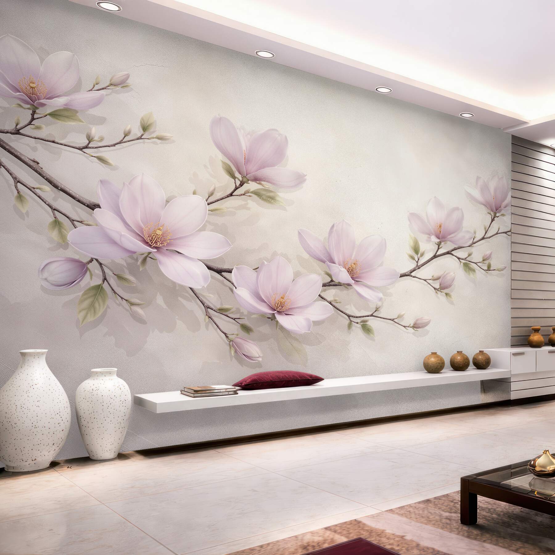 Fototapeten Pudrige Magnolienzweige