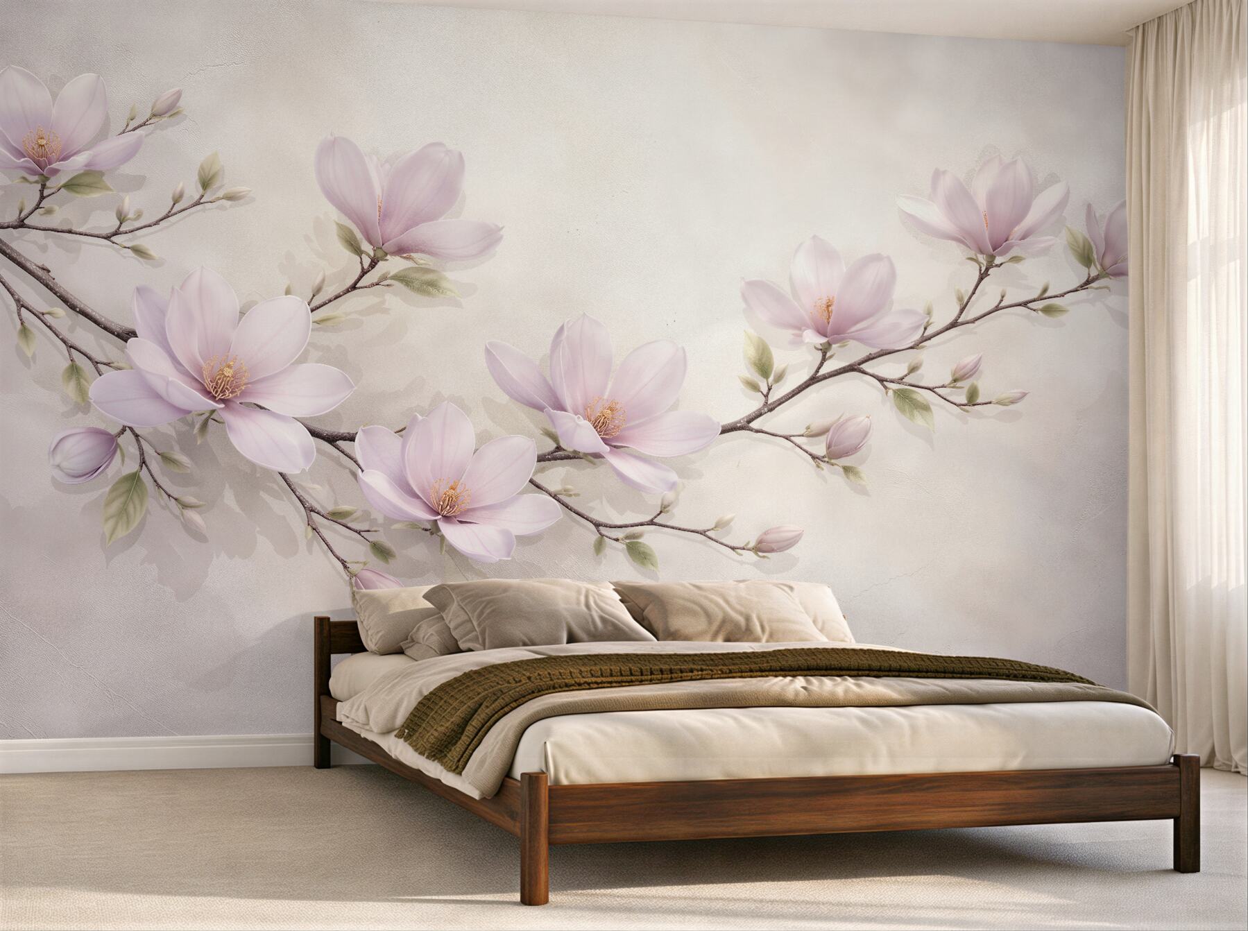 Fototapeten Pudrige Magnolienzweige