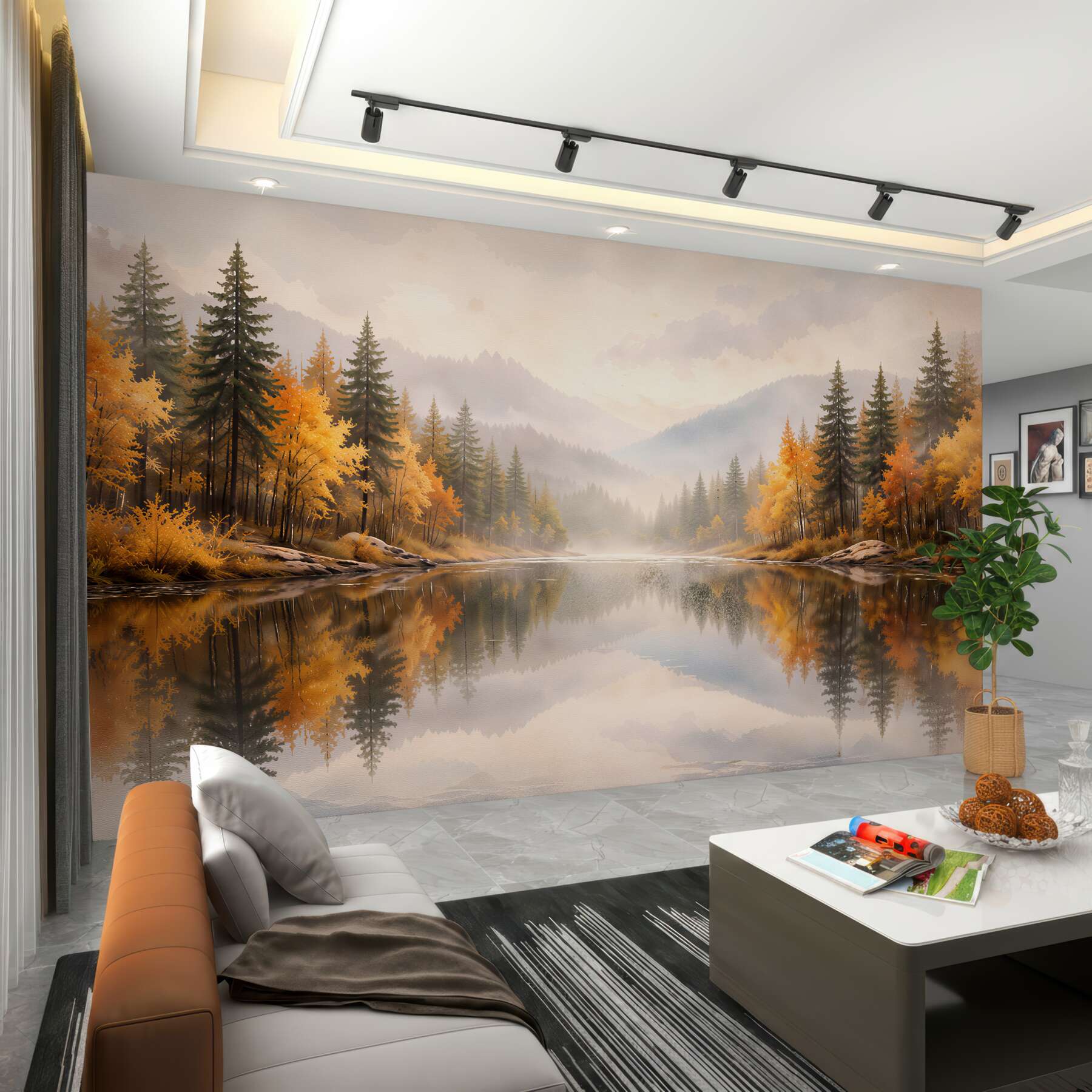 Fototapeten Herbstlicher Bergsee