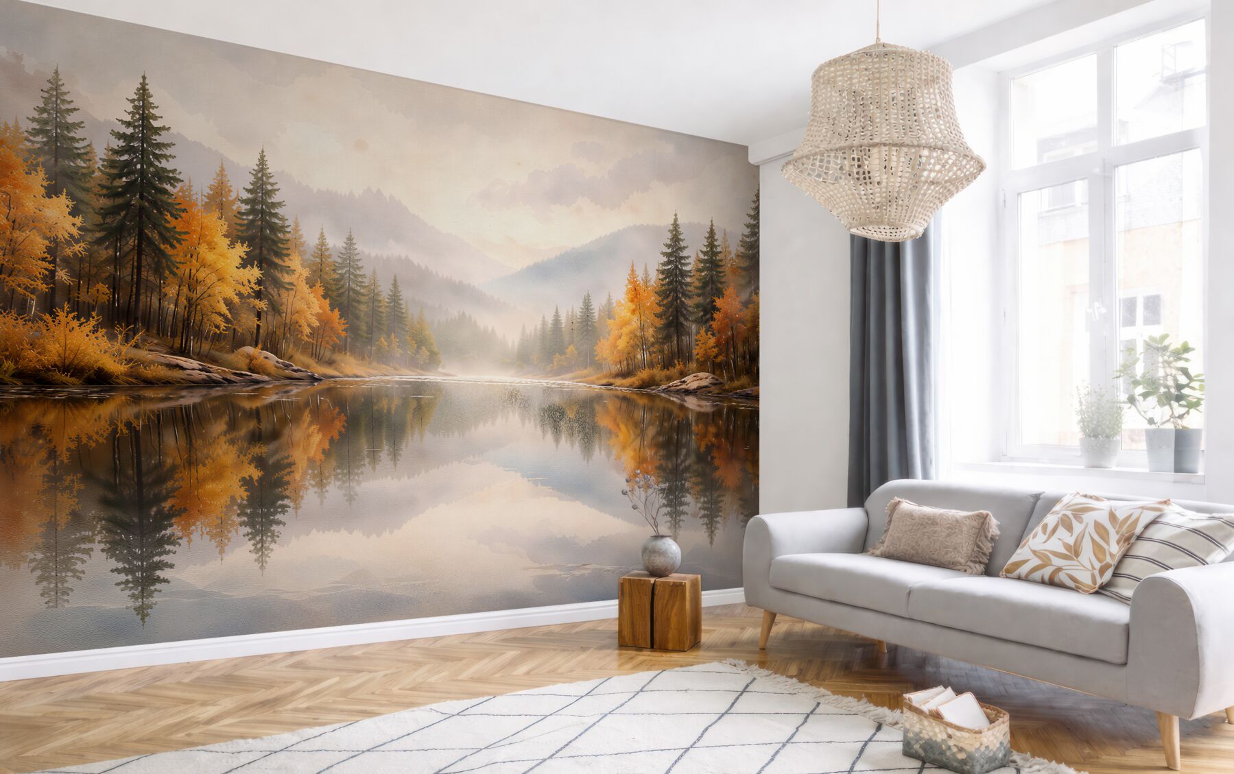 Fototapeten Herbstlicher Bergsee