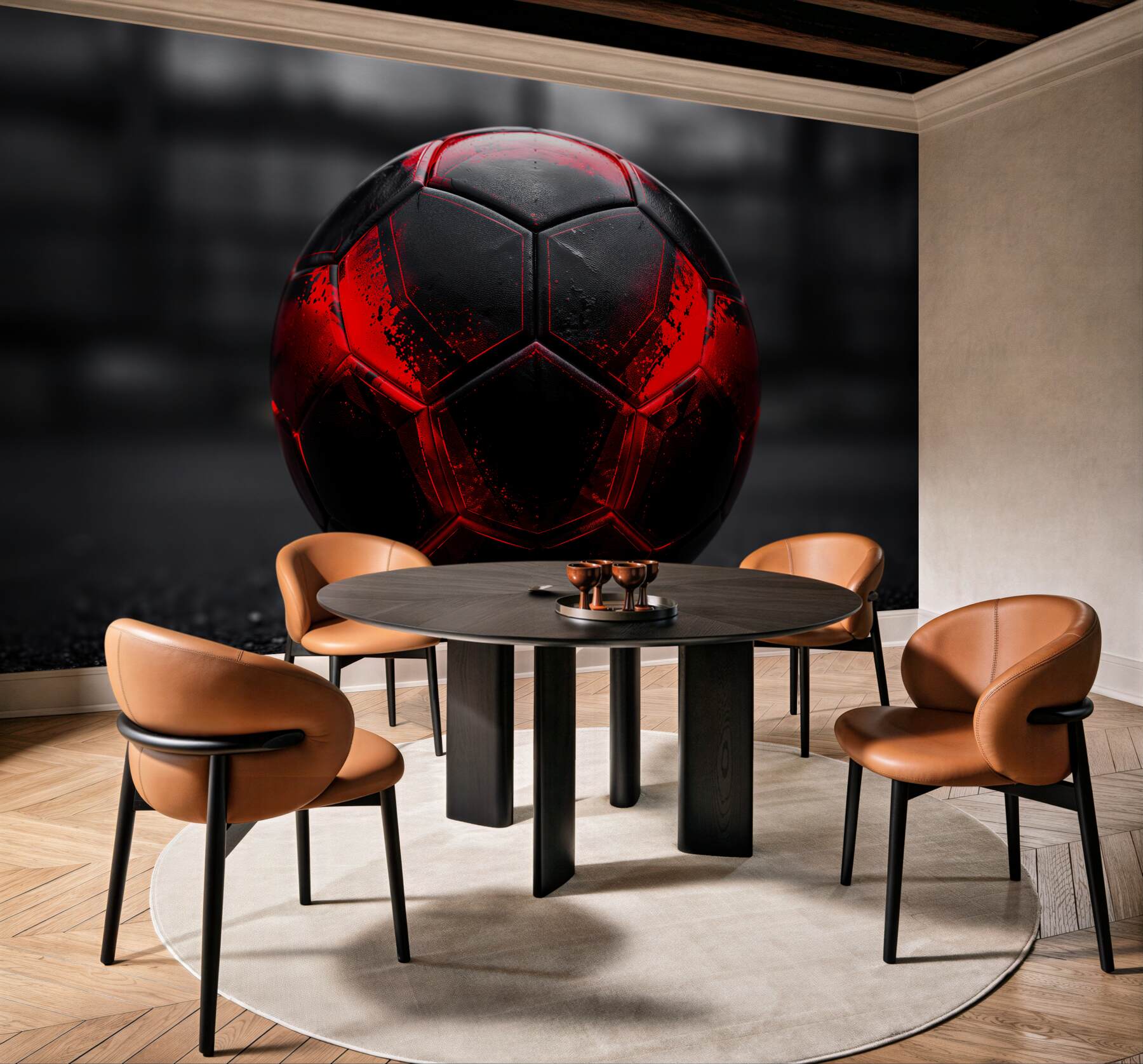 Fototapeten Schwarz-roter Fußball