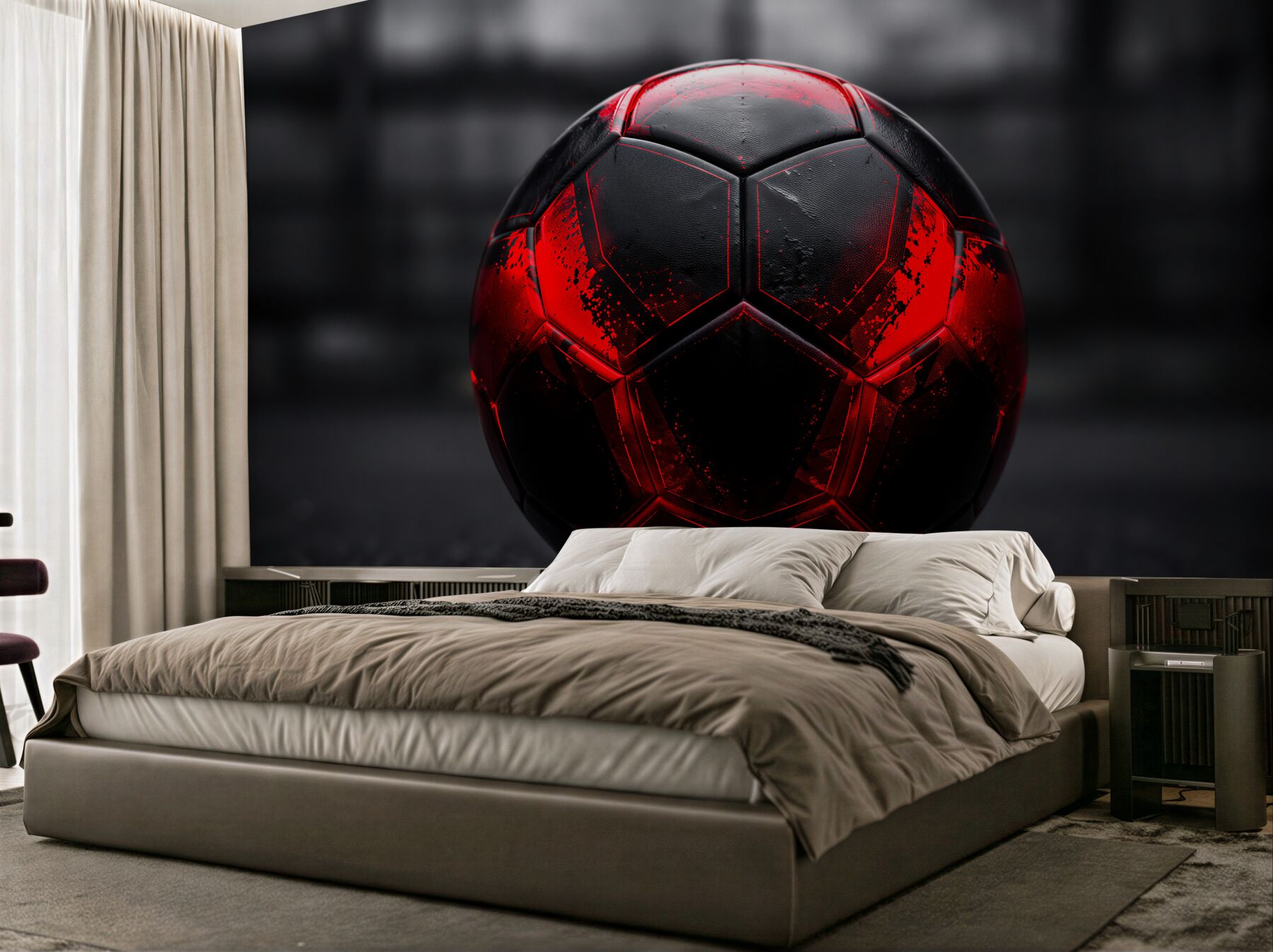 Fototapeten Schwarz-roter Fußball