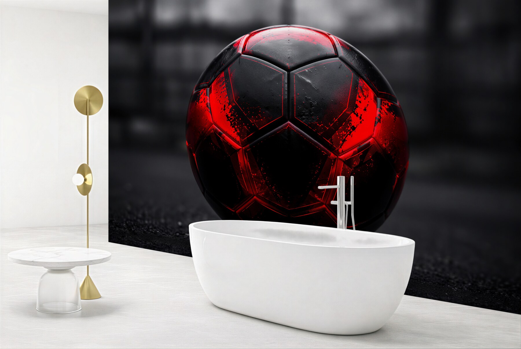 Fototapeten Schwarz-roter Fußball