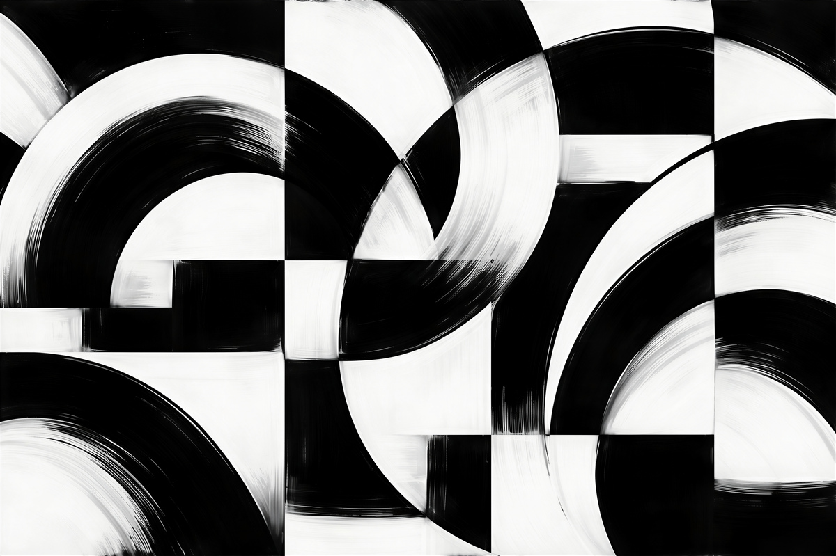 Fototapeten Schwarz-weiße geometrische Abstraktion mit Bögen