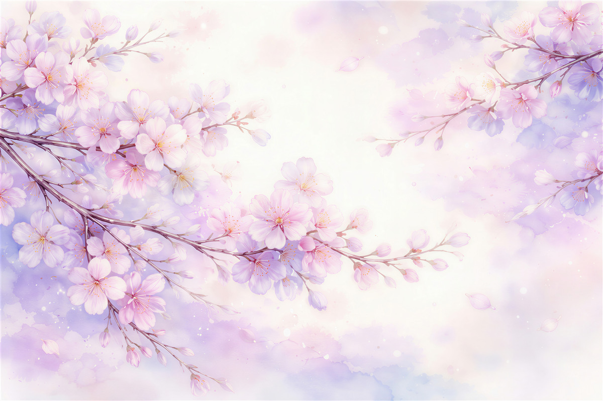 Fototapeten Pastellfarbene Kirschblüten