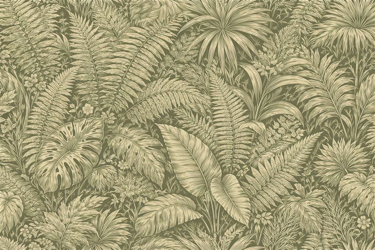 Fototapeten Botanischer Dschungel in Sepia