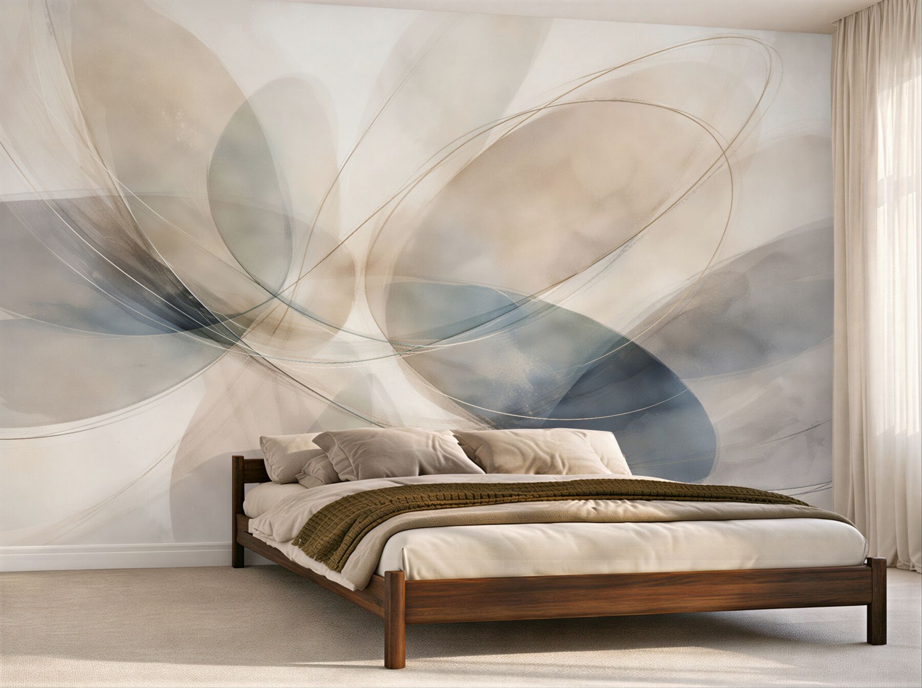 Fototapeten Subtile Abstraktion in Beige und Hellblau