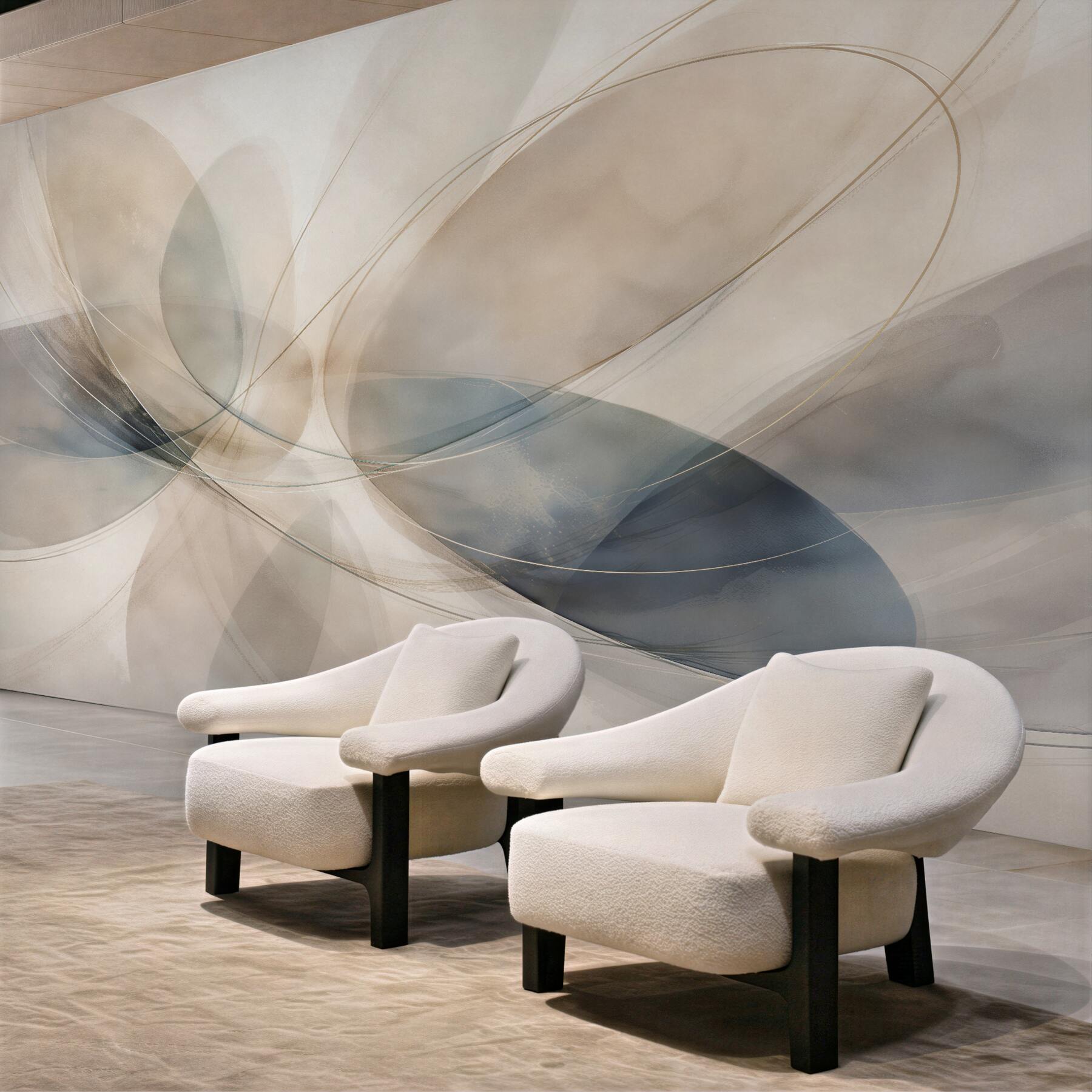 Fototapeten Subtile Abstraktion in Beige und Hellblau