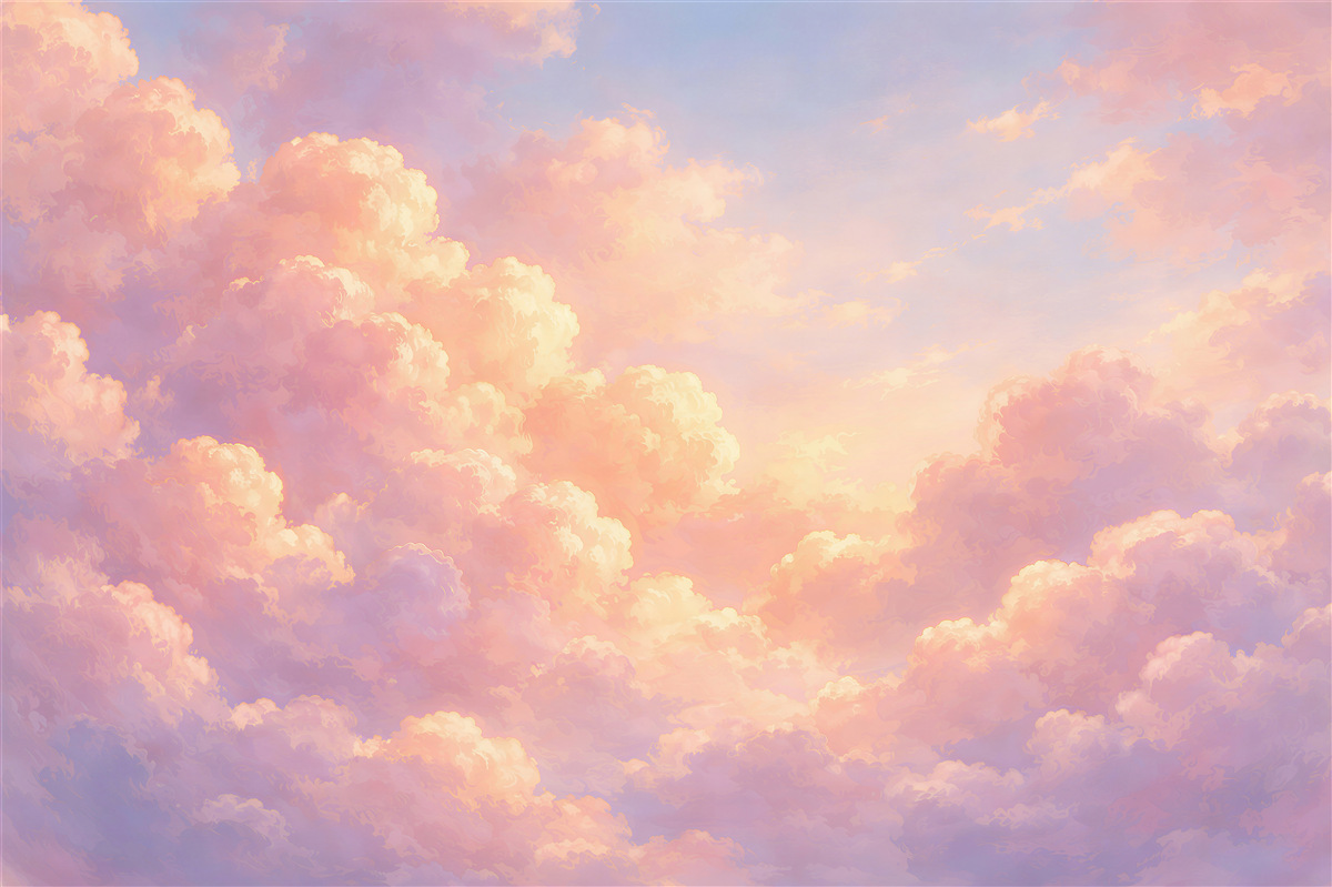 Fototapeten Märchenhafte Wolken bei Sonnenaufgang