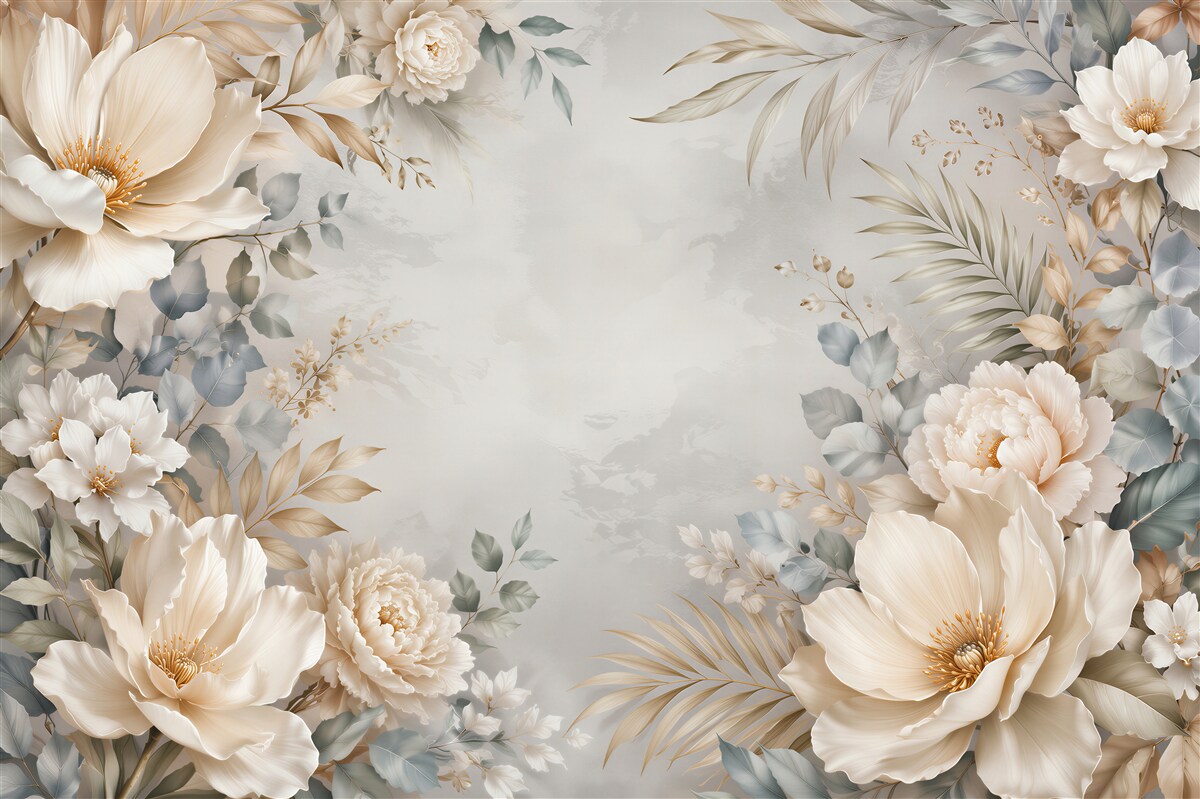 Fototapeten Cremefarbene Blumen in subtiler Eleganz