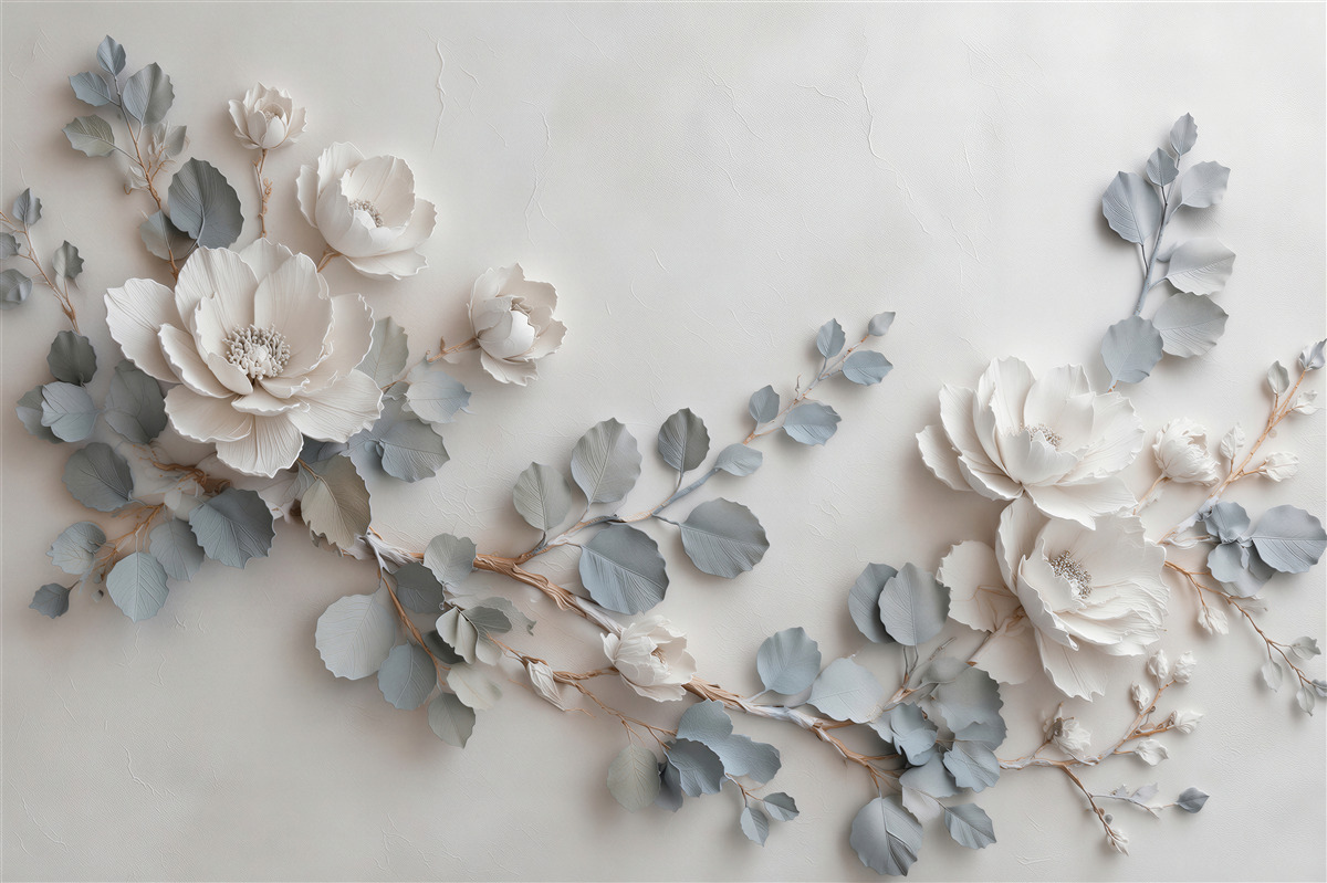 Fototapeten Zarte Blumen in elegantem Relief