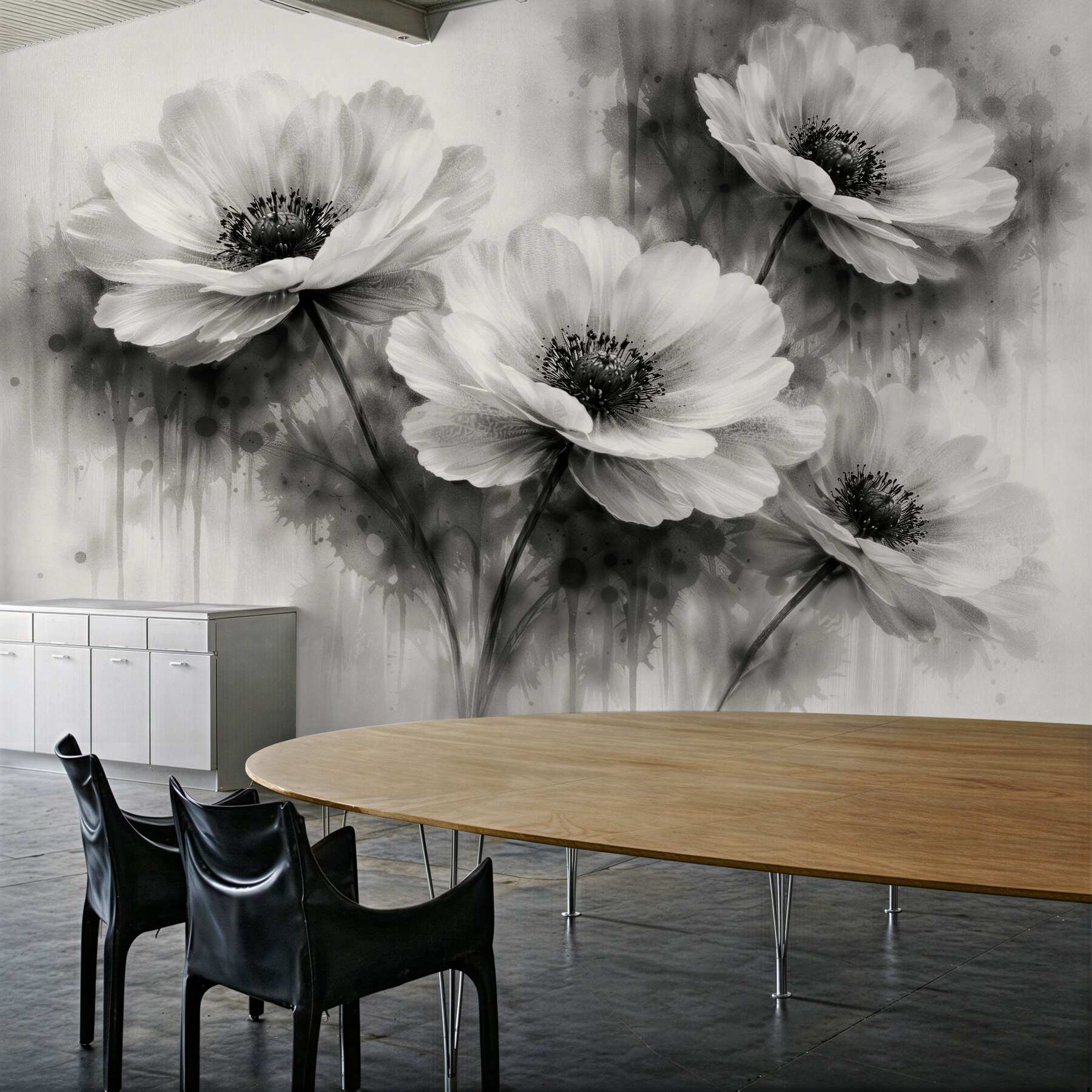 Fototapeten Blumen in edlem Schwarz