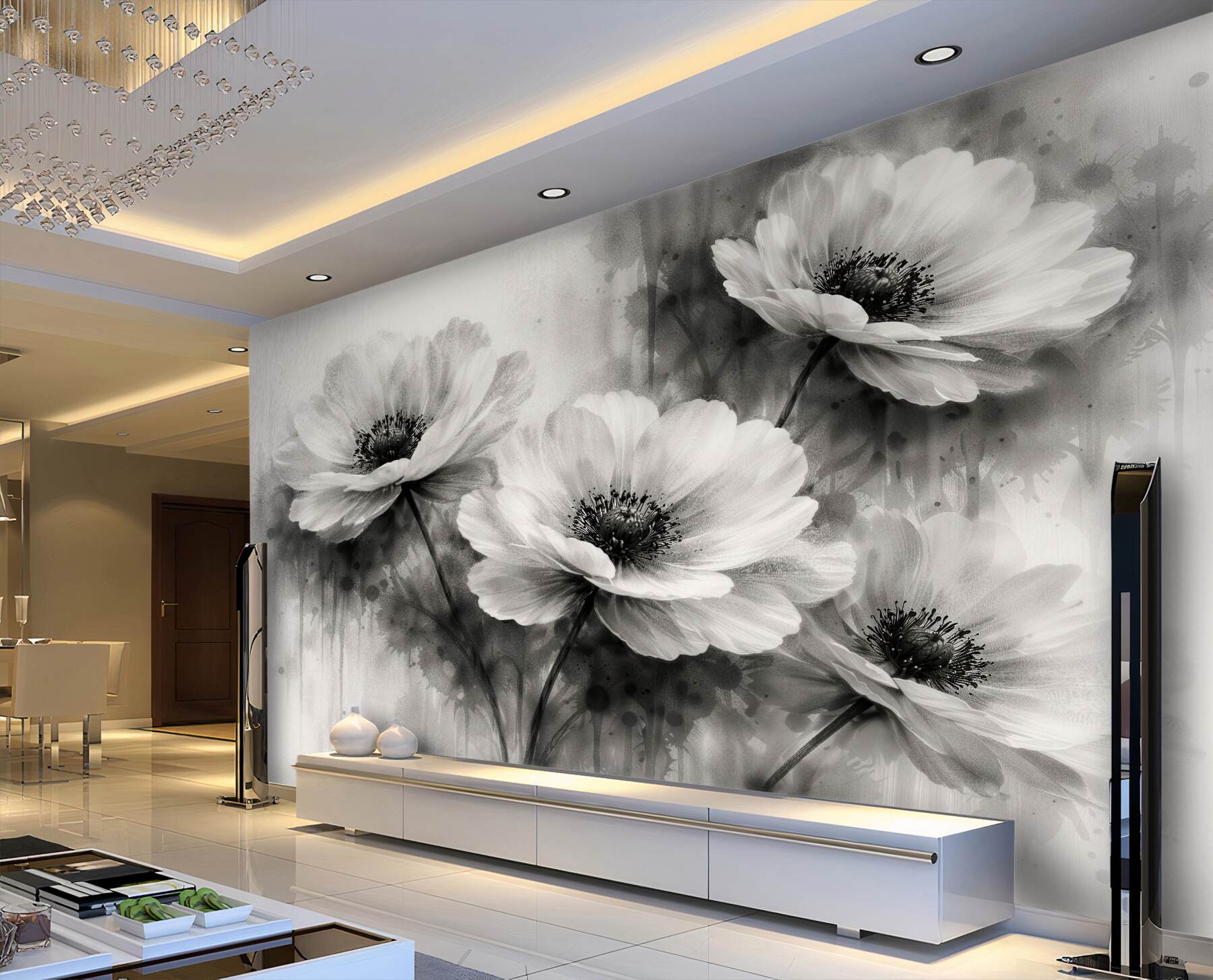 Fototapeten Blumen in edlem Schwarz