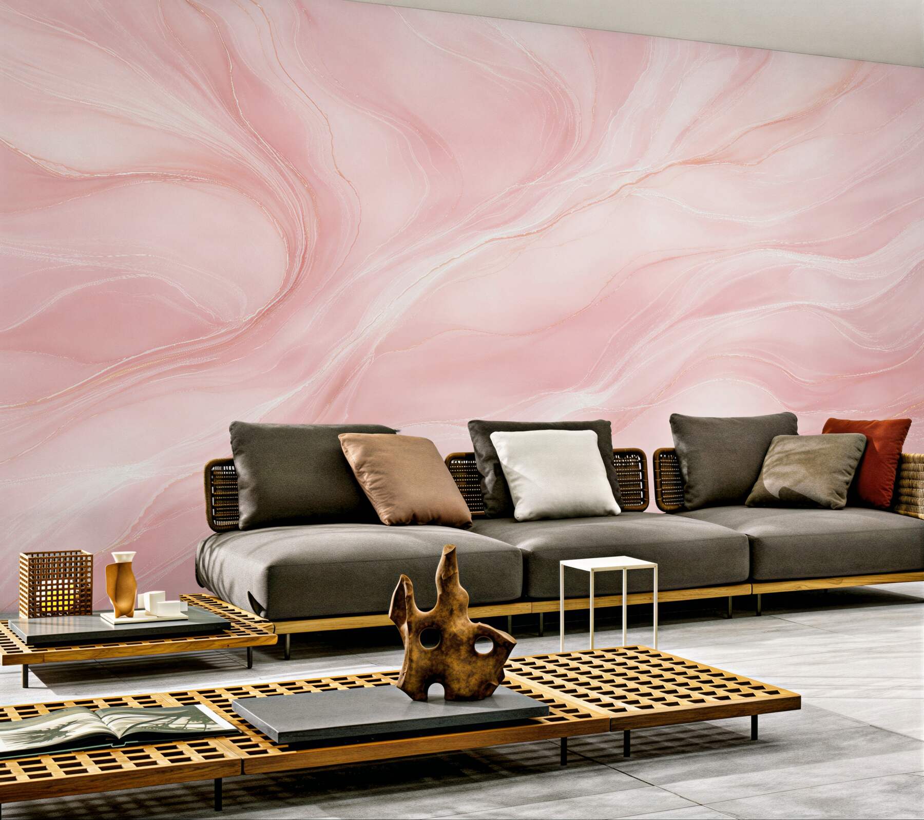 Fototapeten Rosa Marmor fließender Eleganz