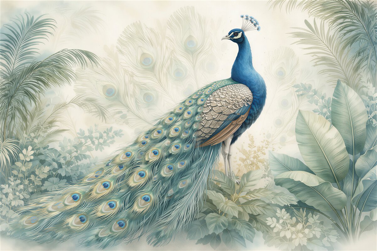 Fototapeten Pfau in tropischer Eleganz