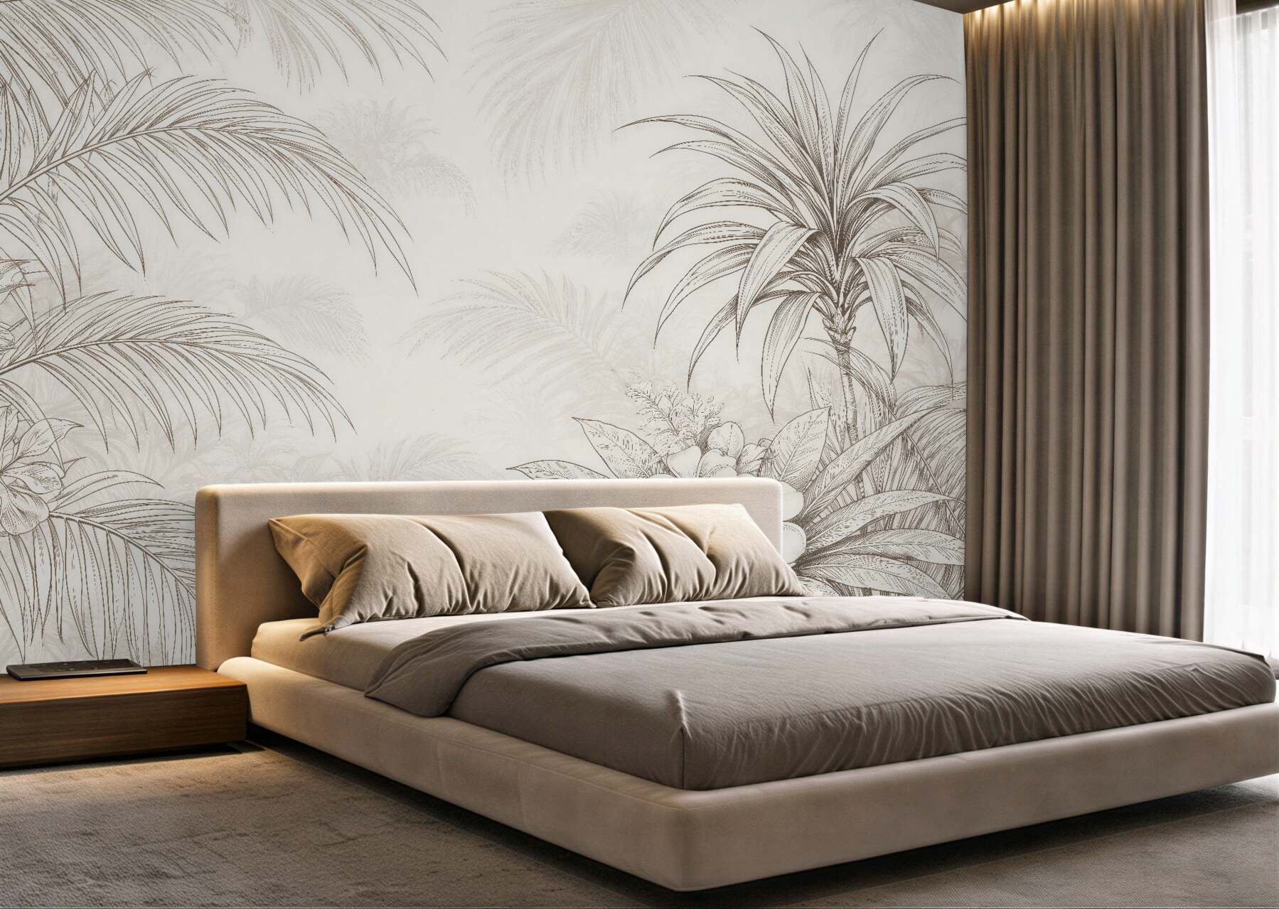 Fototapeten Tropische Skizze in Beige