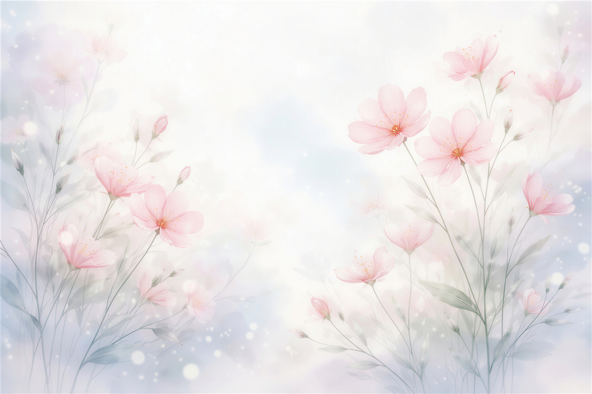 Fototapeten Pastellfarbene Blumen im Nebel
