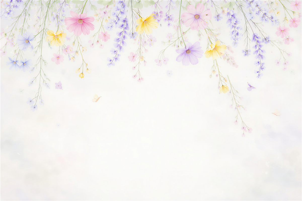 Fototapeten Pastellfarbene Blumenwiese