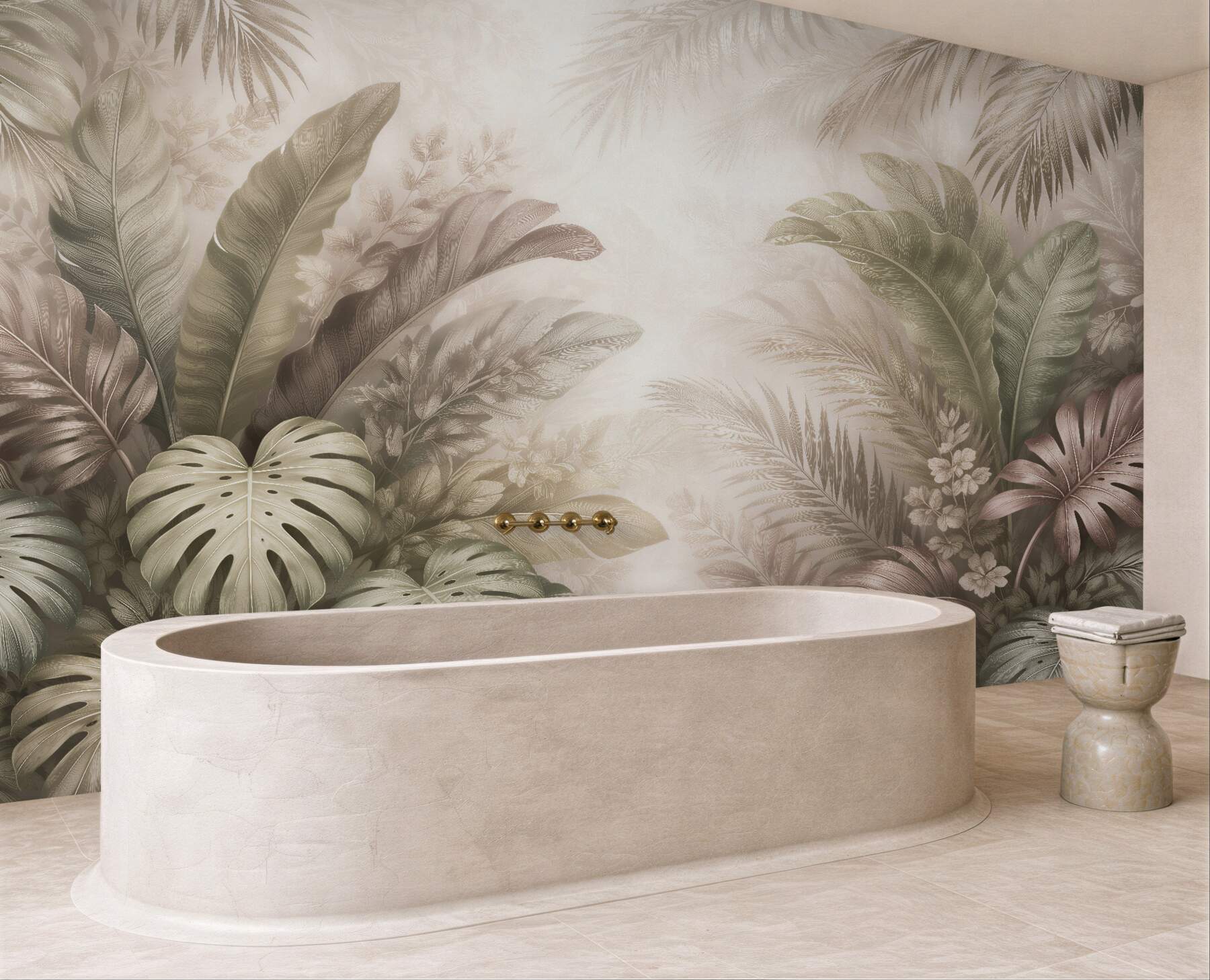 Fototapeten Tropische Blätter in Beige