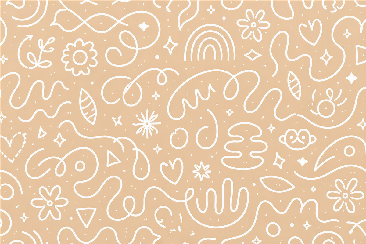 Fototapeten Beige Doodles voller Leichtigkeit