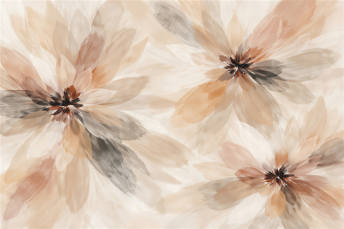Fototapeten Zarte Blumen in beiger Aquarelloptik