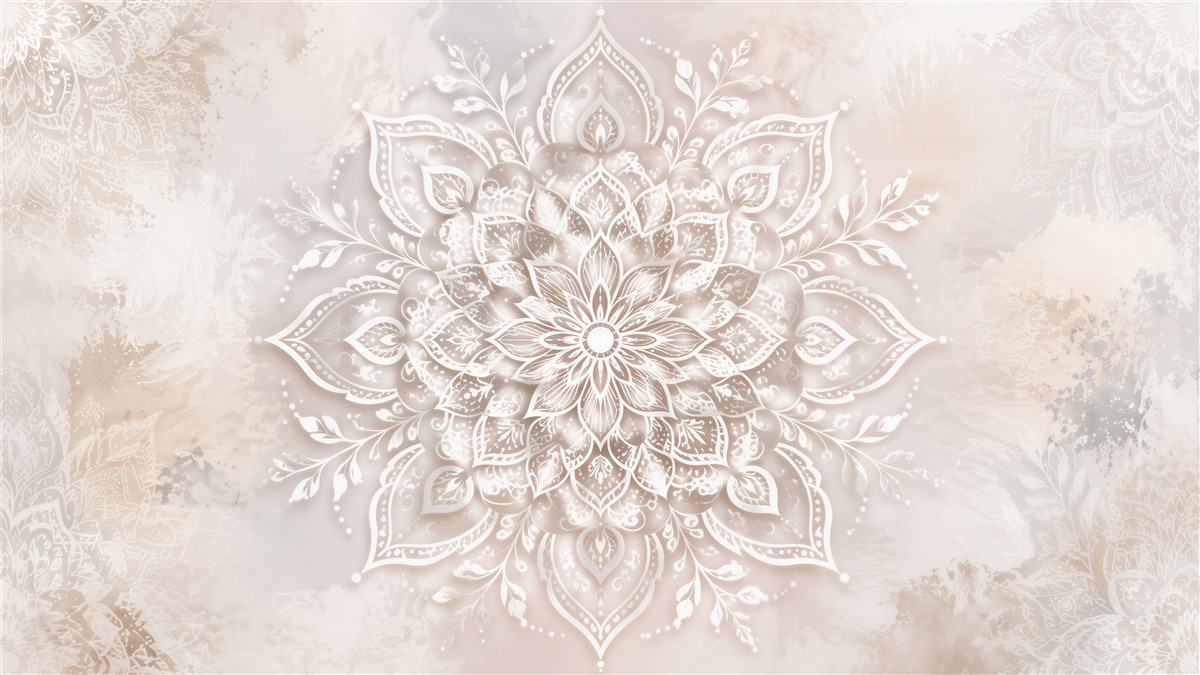 Fototapeten Beige Mandala in subtilem Glanz