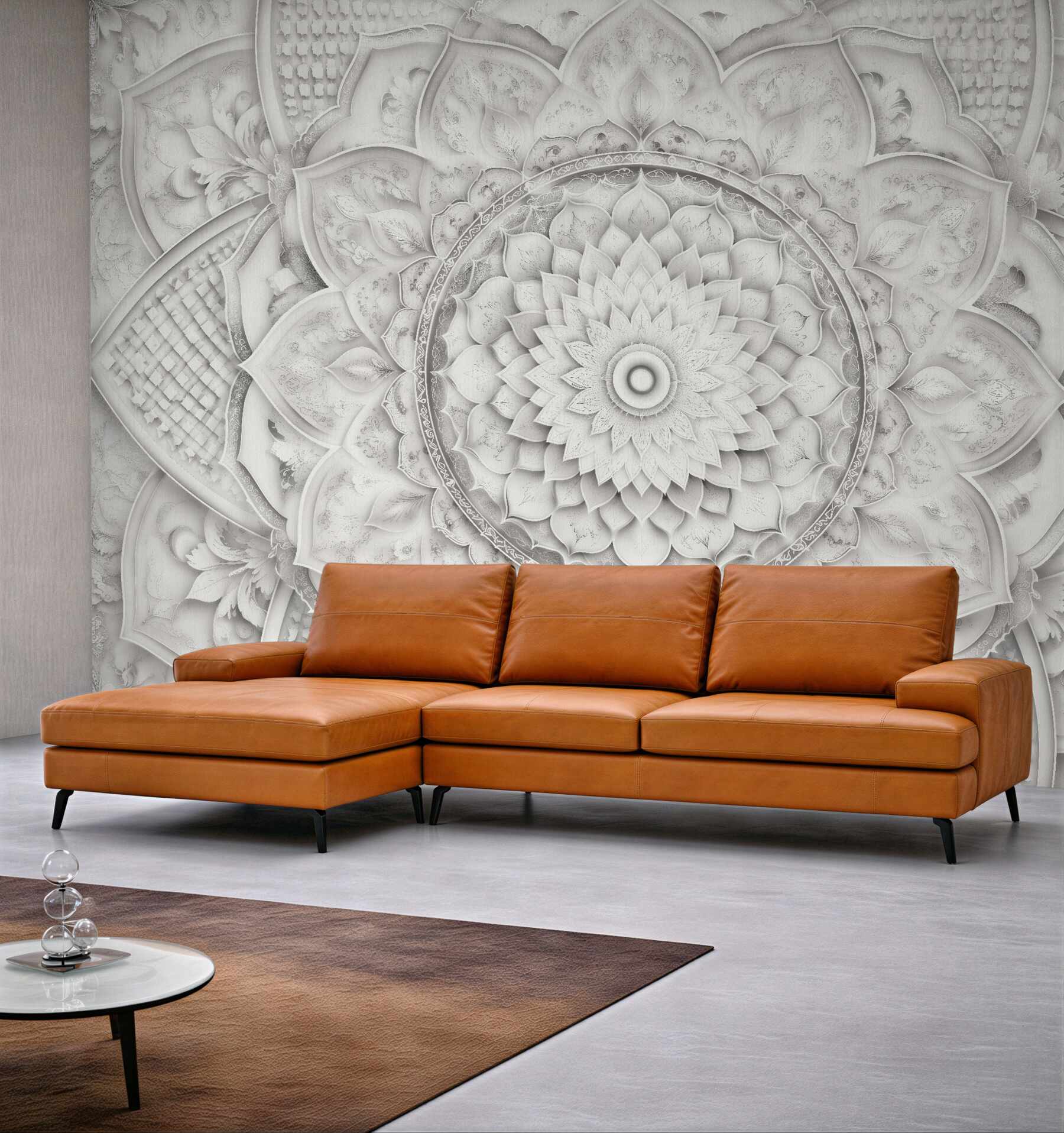 Fototapeten Perlenmandala im Glamour-Stil