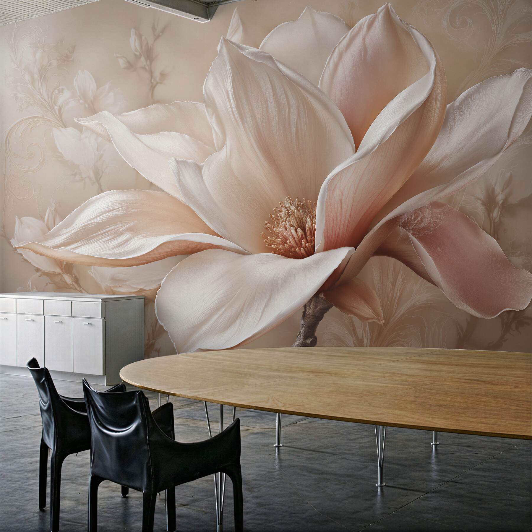 Fototapeten Puderfarbene Magnolie im eleganten Detail