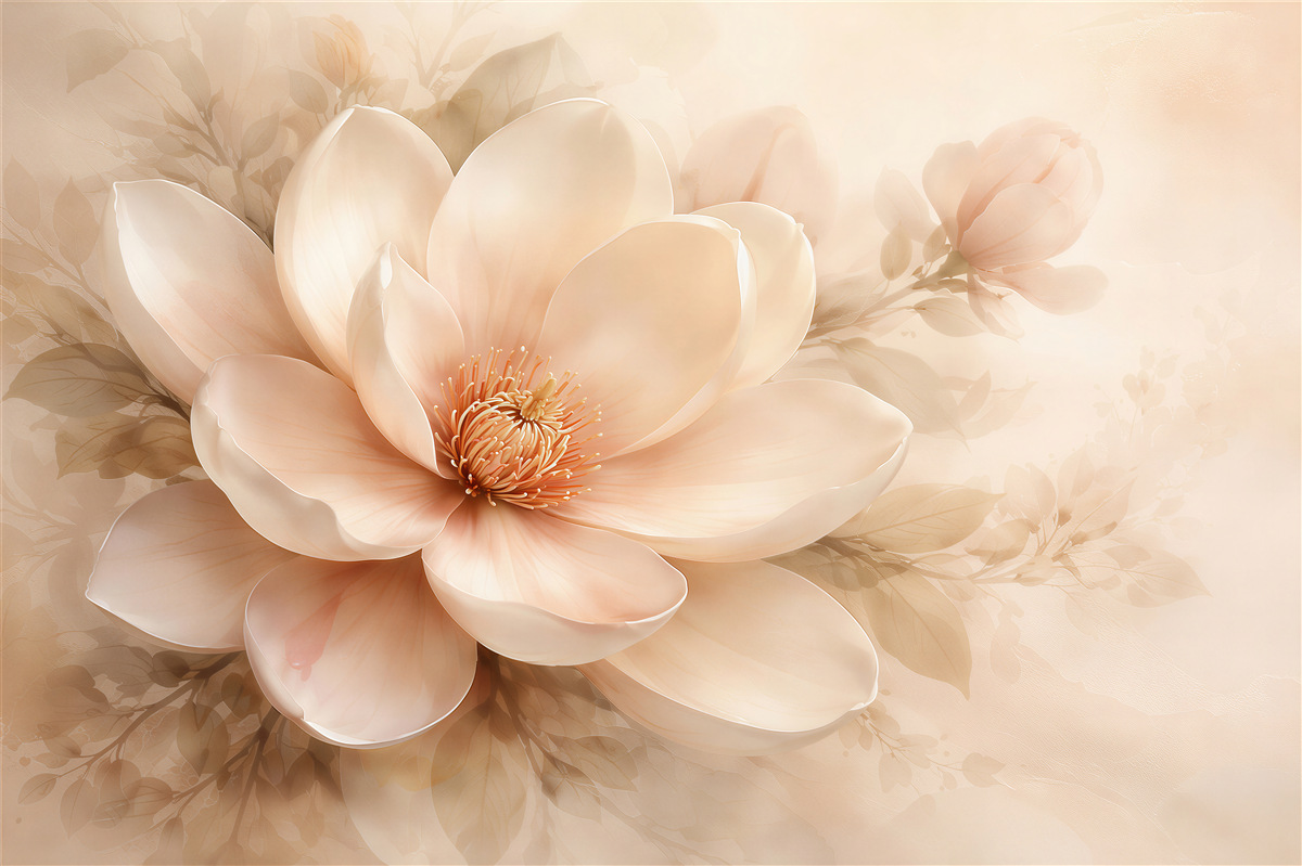 Fototapeten Helle Magnolie im pastelligen Schimmer